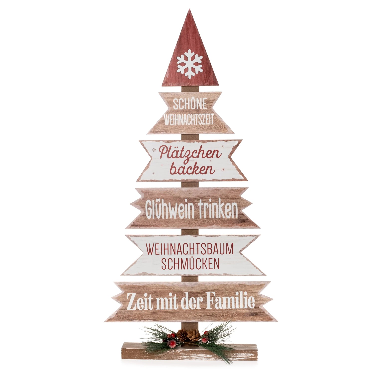 Holz-Tannenbaum mit Sprüchen 75 cm x 40 cm Mehrfarbig
