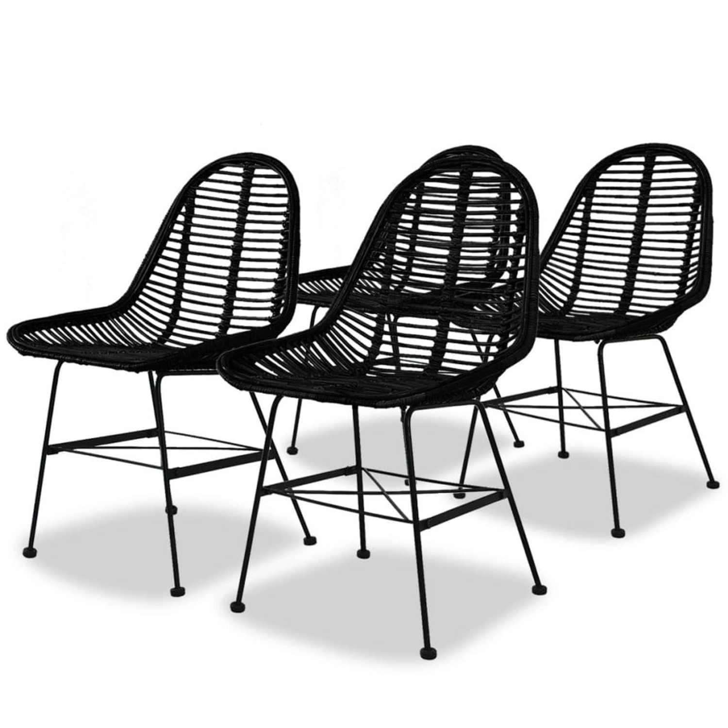 vidaXL Esszimmerstühle 4 Stk Natur Rattan Schwarz 244572 günstig online kaufen
