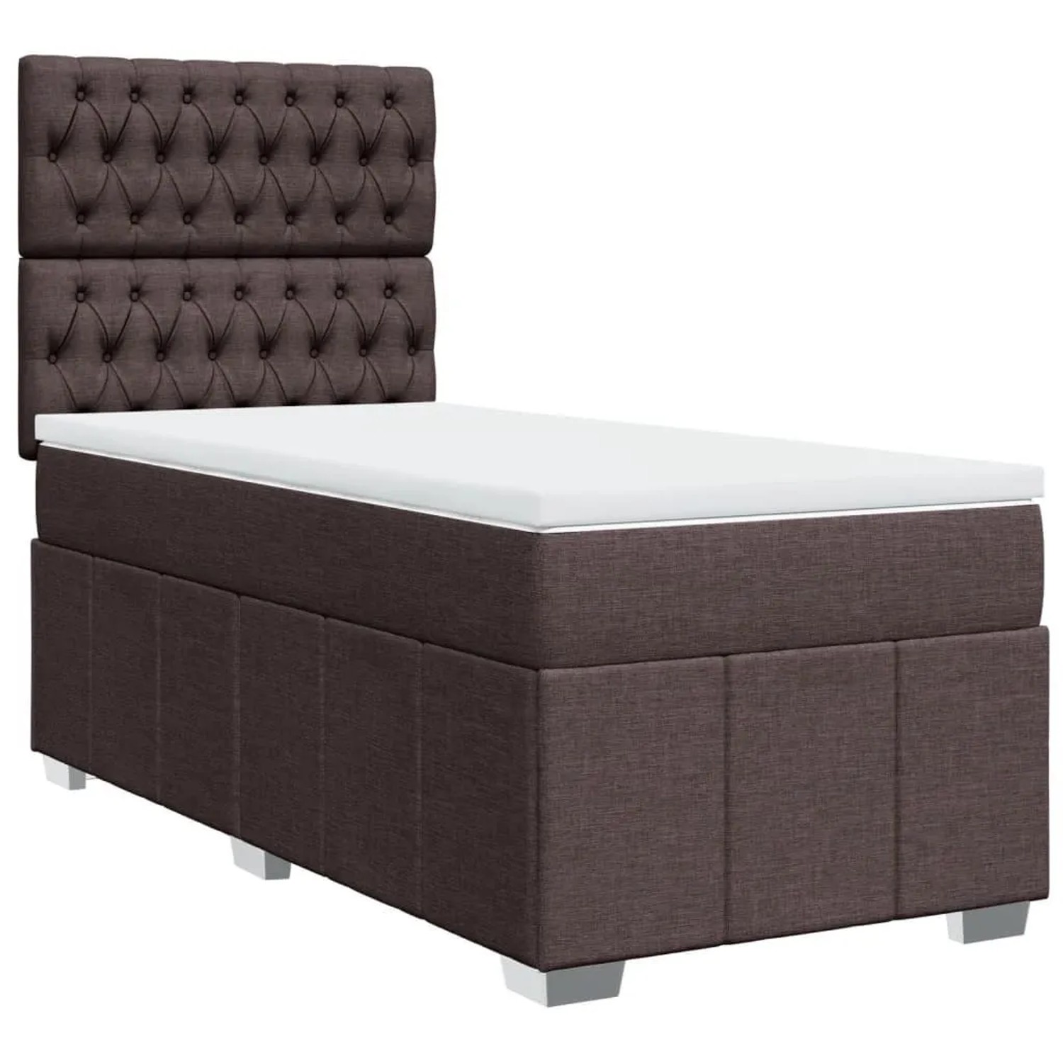 vidaXL Boxspringbett mit Matratze Dunkelbraun 100x200 cm Stoff 3293889