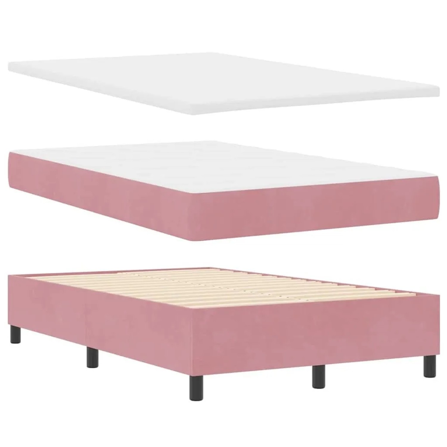 vidaXL Boxspringbett mit Matratze mit Kopfteil Rosa 120 x 190 cm Samt 33445 günstig online kaufen