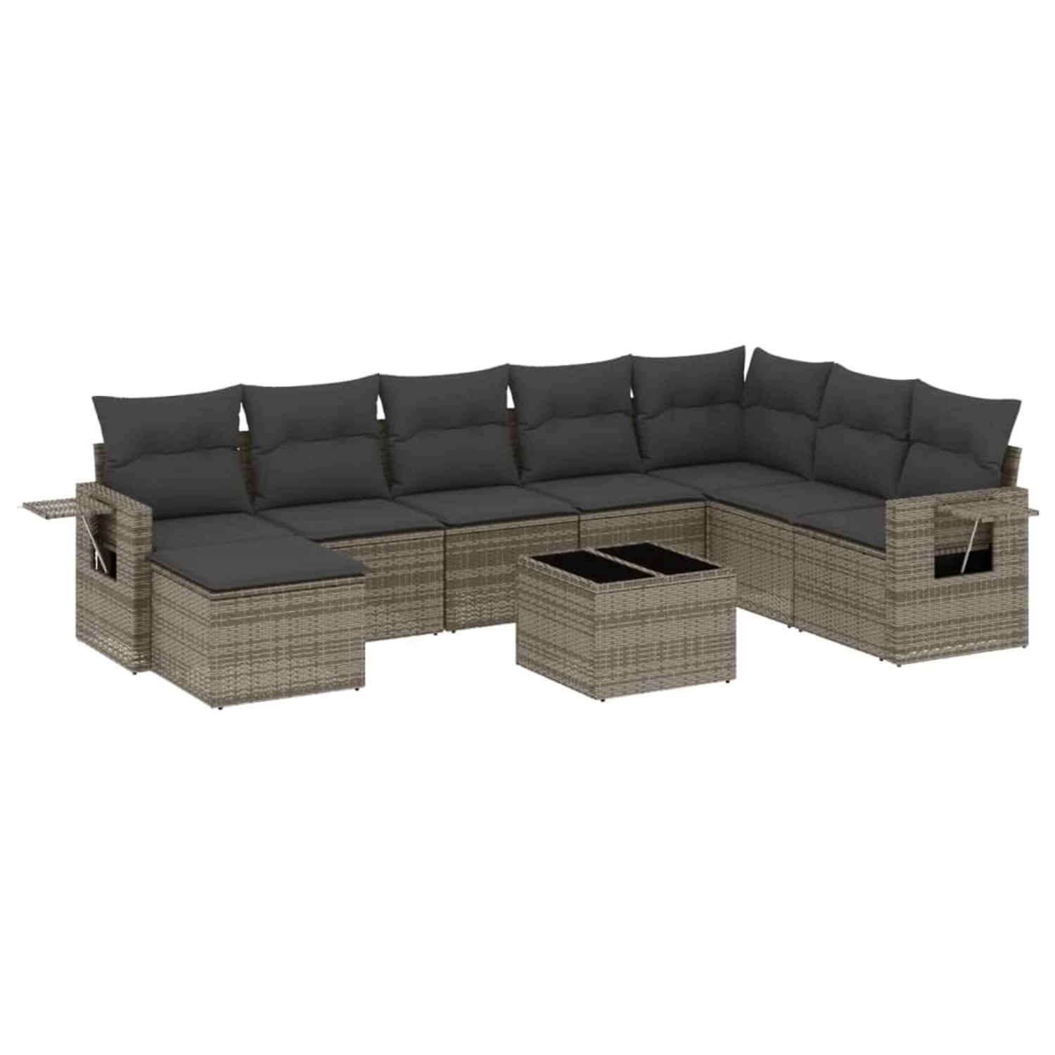 vidaXL 9-tlg Garten-Sofagarnitur mit Kissen Grau Poly Rattan Modell 111 günstig online kaufen