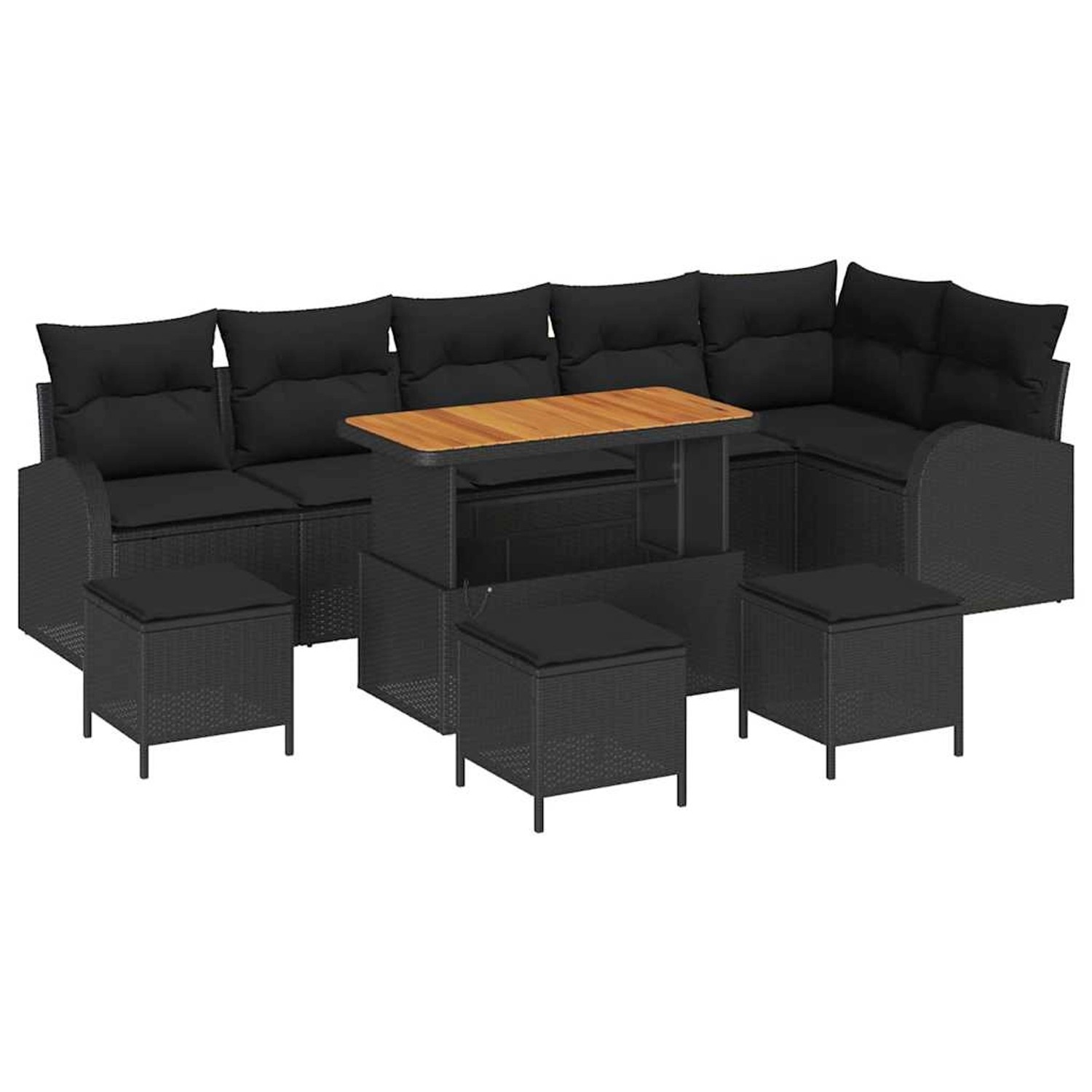 vidaXL Garten-Sofa-Set mit Kissen 10-Tlg Schwarz Poly Rattan 3362419 günstig online kaufen