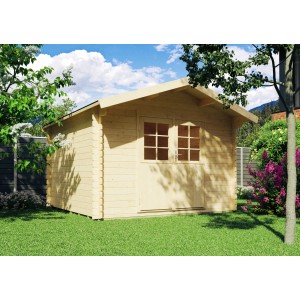 Unbehandeltes Kiehn-Holz Gartenhaus KH 28-011, 300x300 cm, aus naturbelassener Fichte.