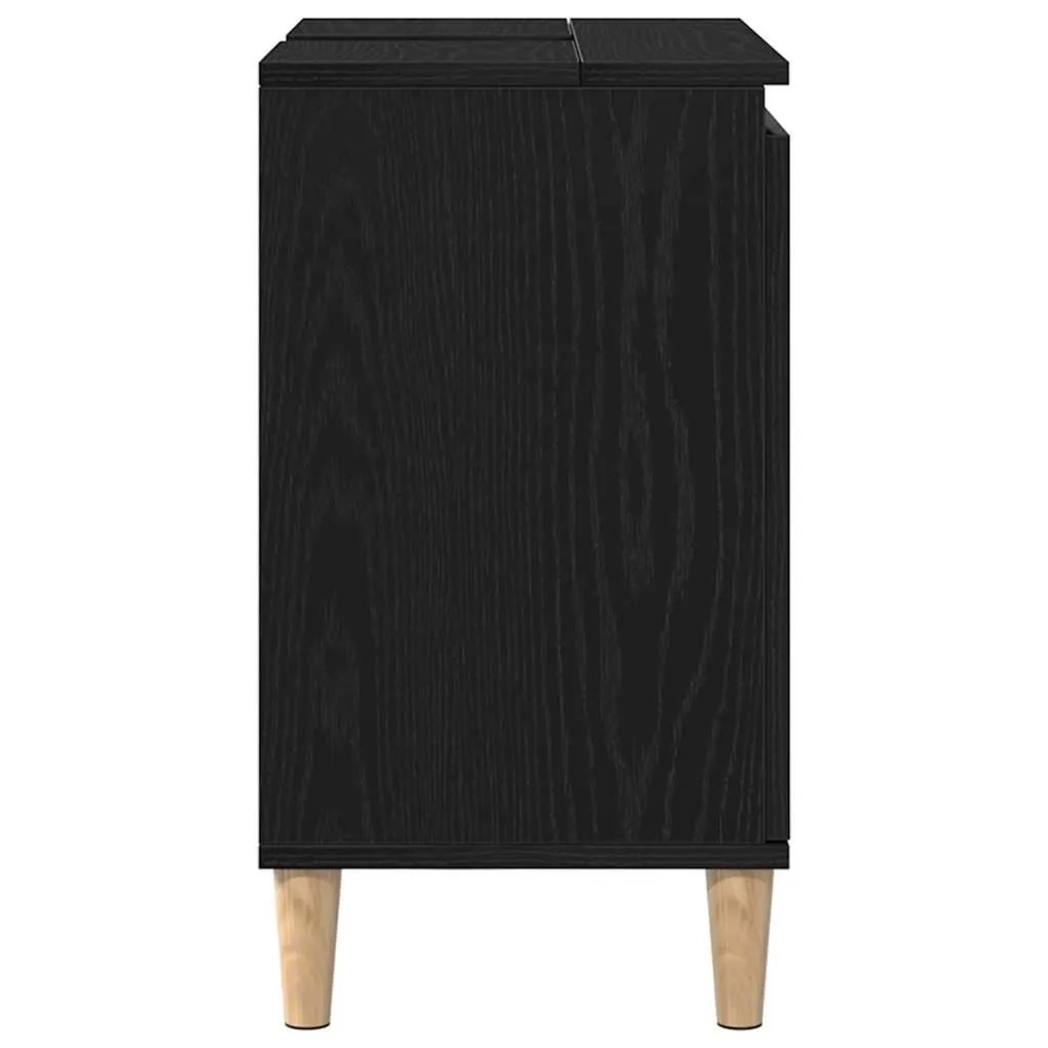 vidaXL Waschbeckenunterschrank in Schwarz Eichen-Optik, Seitenansicht.
