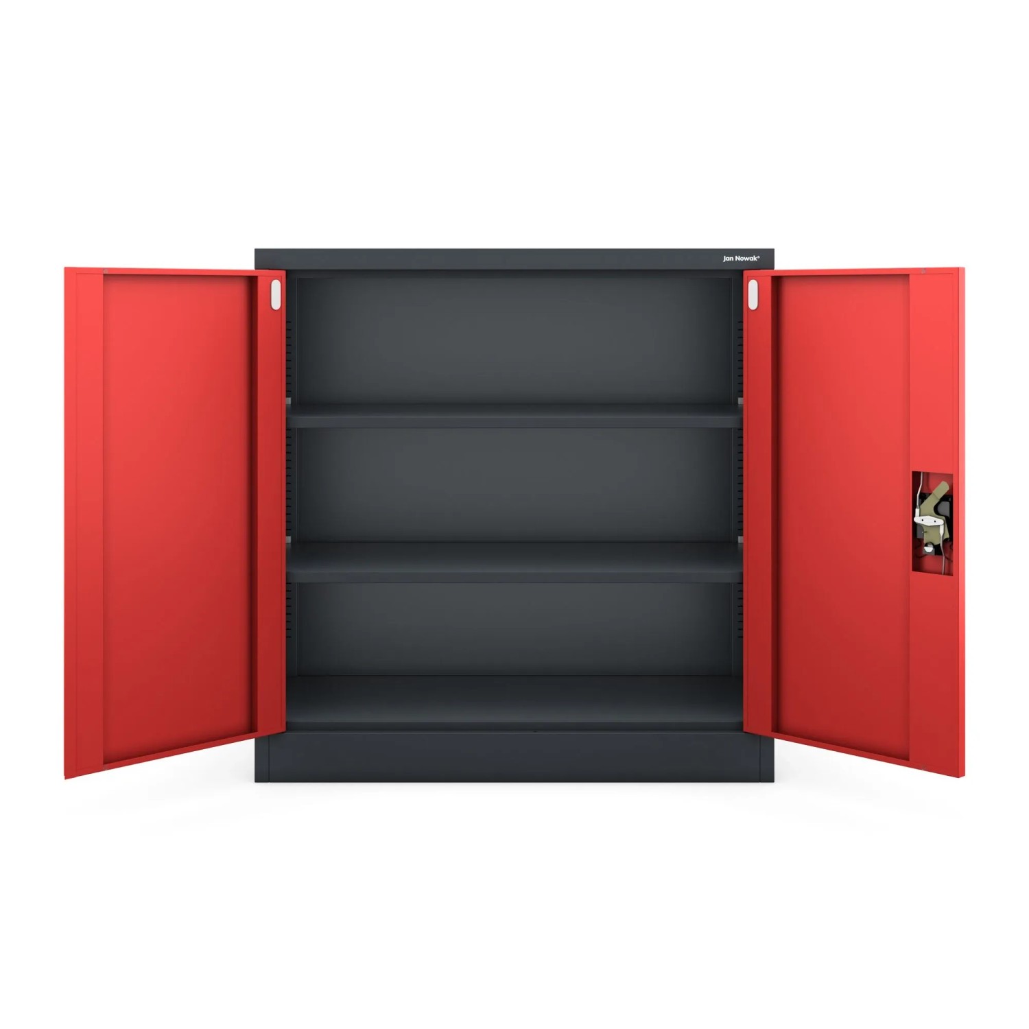 Jan Nowak Metallschrank Klein BEATA 93 x 90 x 40 cm Anthrazit-Rot_3