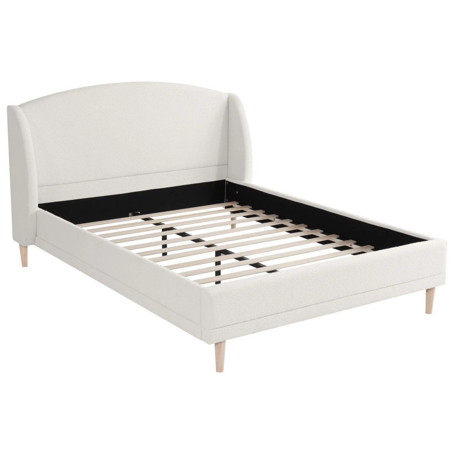 okwish Polsterbett 140x190cm mit Kopfteil Schlafzimmer Weiß ohne Matratze