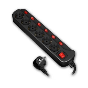 world-trading-net Tischsteckdose mit Einzelschaltung 6-fach Schwarz