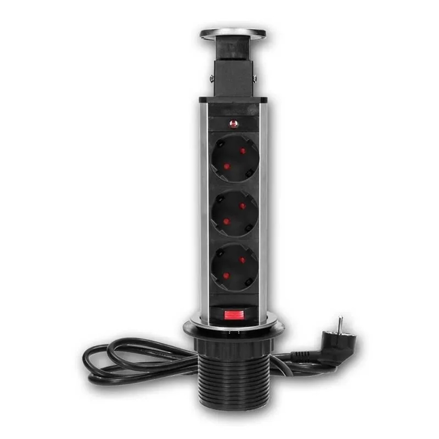 world-trading-net Schreibtisch-Einbau-Steckdose PopUp 3-fach Inox