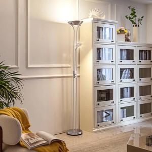 Lindby LED Stehlampe Josefin 9945232 Dimmbar Modern in Alu aus Metall 2-flammig Wohnzimmerleuchte