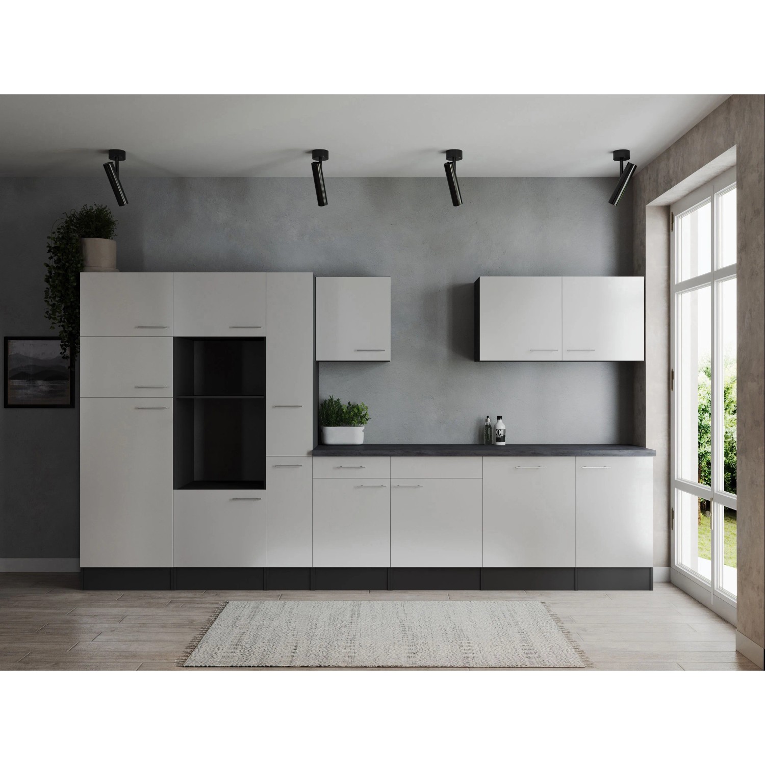 Respekta Küchenzeile Oliver 370 cm Weiß ohne E-Geräte