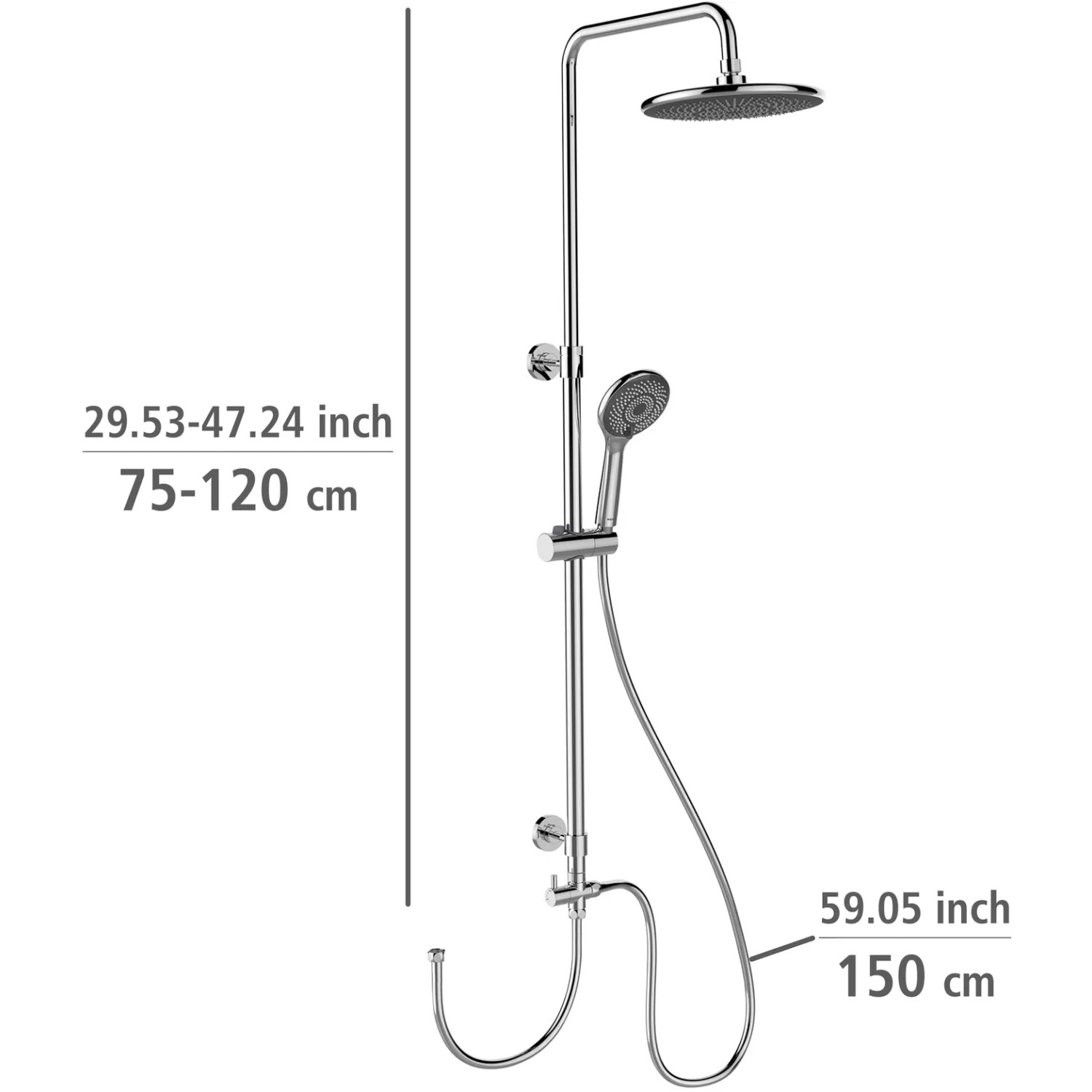 Wenko Duschsystem Watersaving Chrom mit Regendusche und Handbrause.