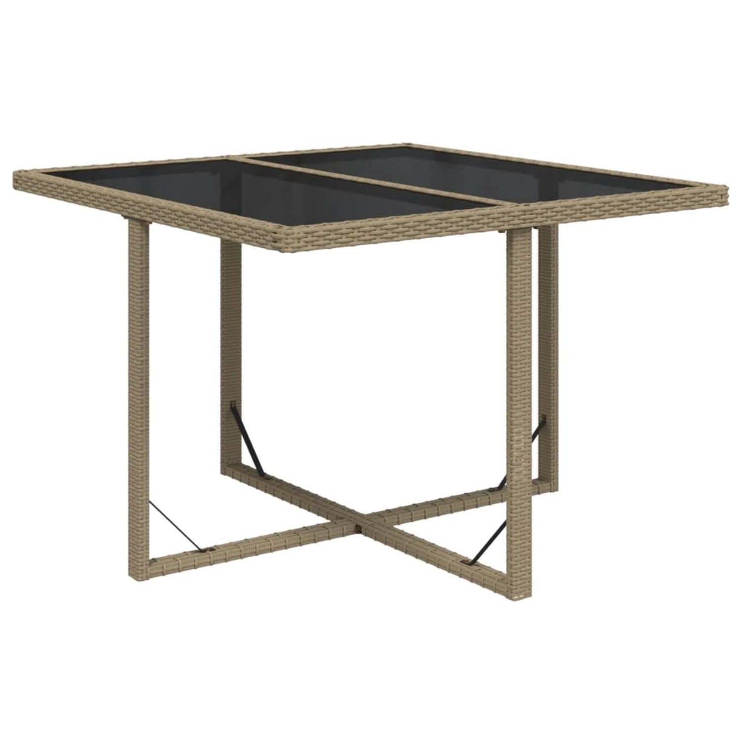 vidaXL Gartentisch Beige 109x107x74 cm Poly Rattan und Glas 316789 günstig online kaufen