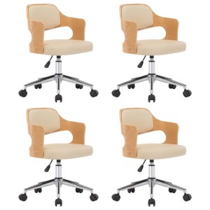 vidaXL Drehbare Esszimmerstühle 4 Stk Creme Bugholz und Kunstleder 3054933