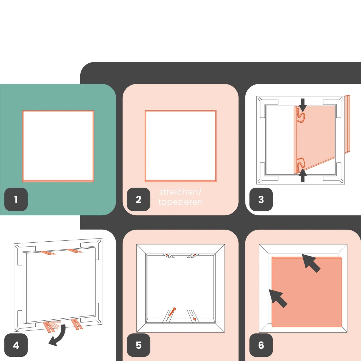 Domodul Revisionsklappe 200x200mm - Weiße Revisionstür Mit Schnappverschluss