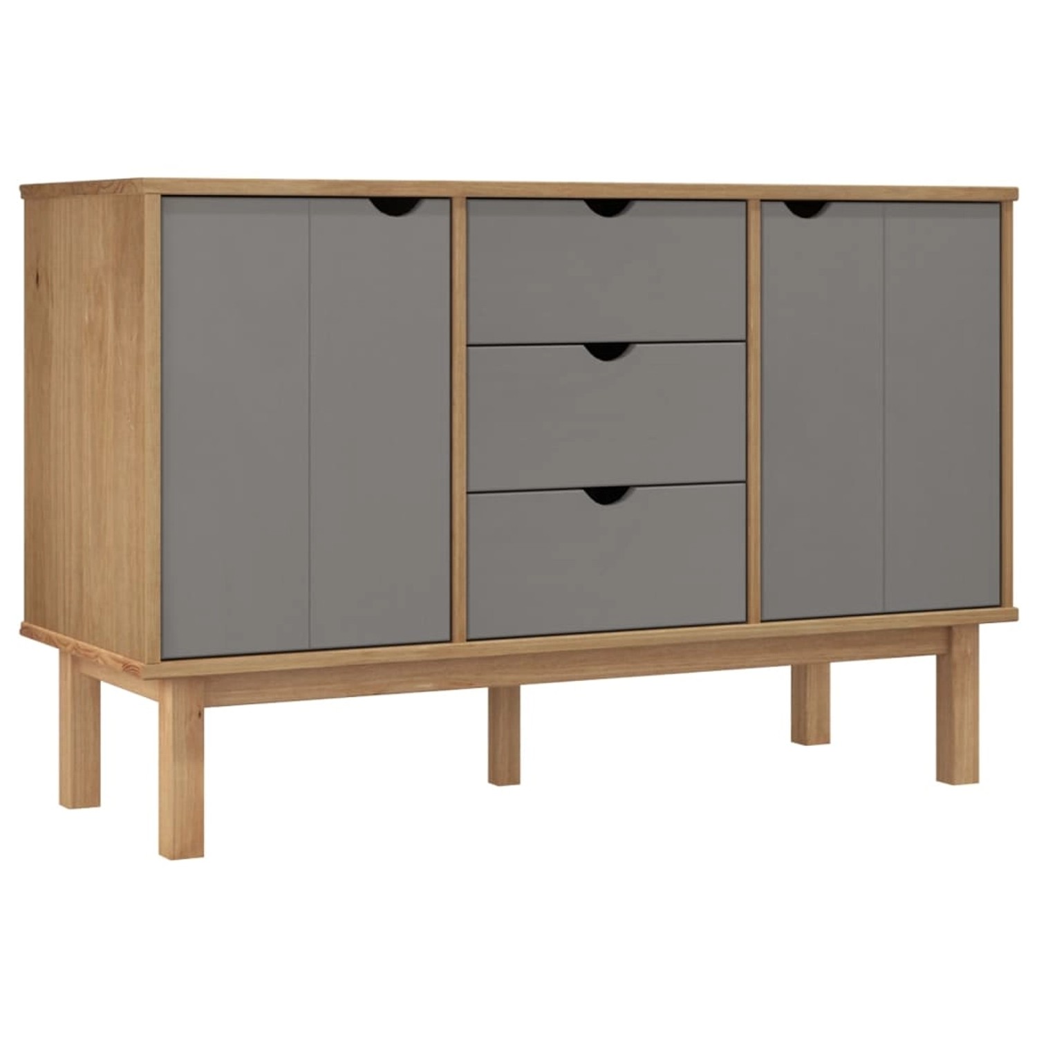 vidaXL Sideboard OTTA Braun&Grau 113,5x43x73 cm Massivholz Kiefer 348592