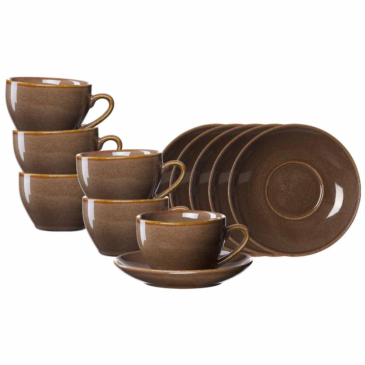 Ritzenhoff & Breker Sahara Kaffeetasse mit Untertasse 6er Set Dunkelbraun
