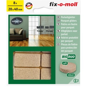Big Duo Parkettgleiter, 8 Stück selbstklebende Möbelgleiter 20x40mm zum Schutz von Parkett.
