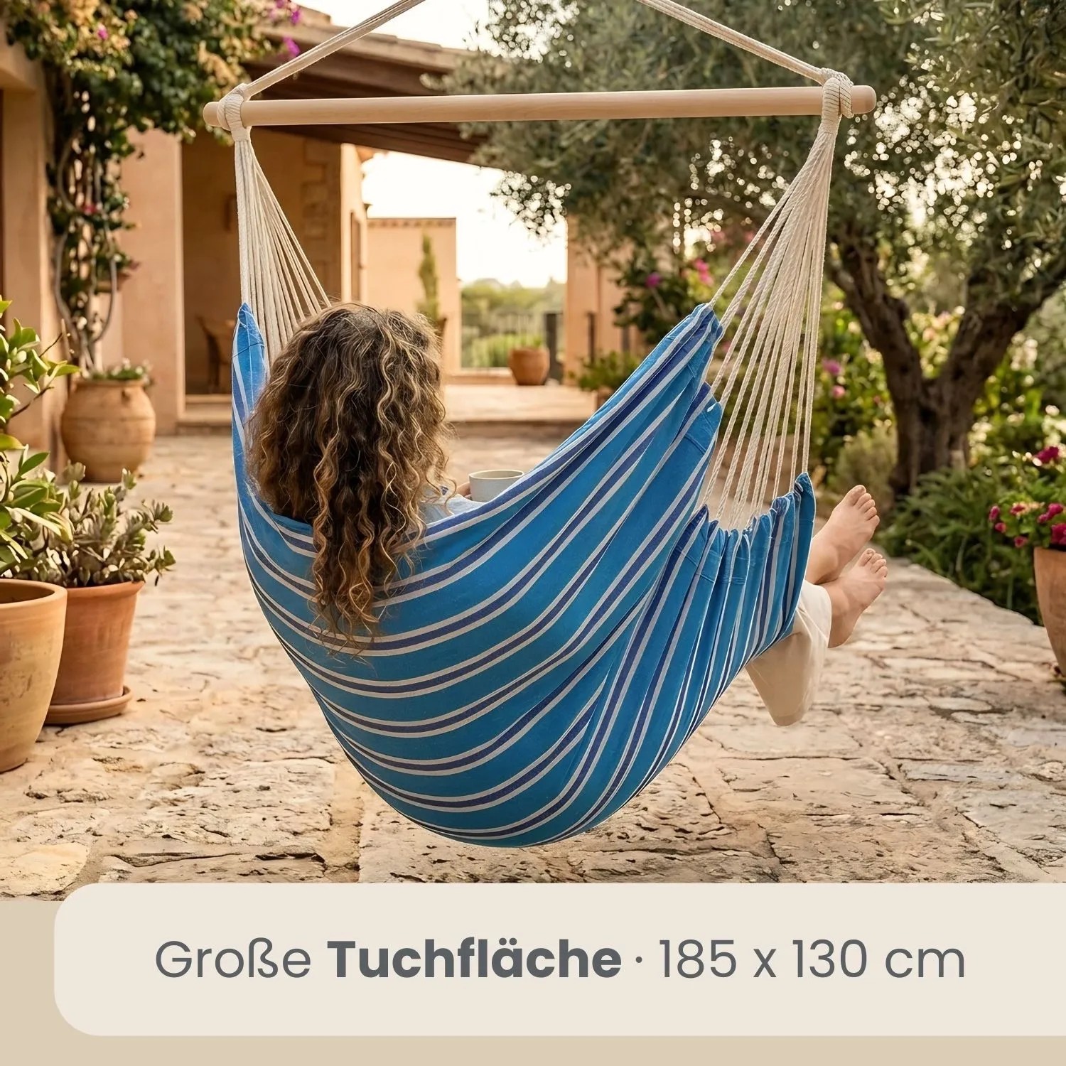 AMANKA Hängesessel XXL 185 x 130 cm 150 kg blau kaufen bei OBI