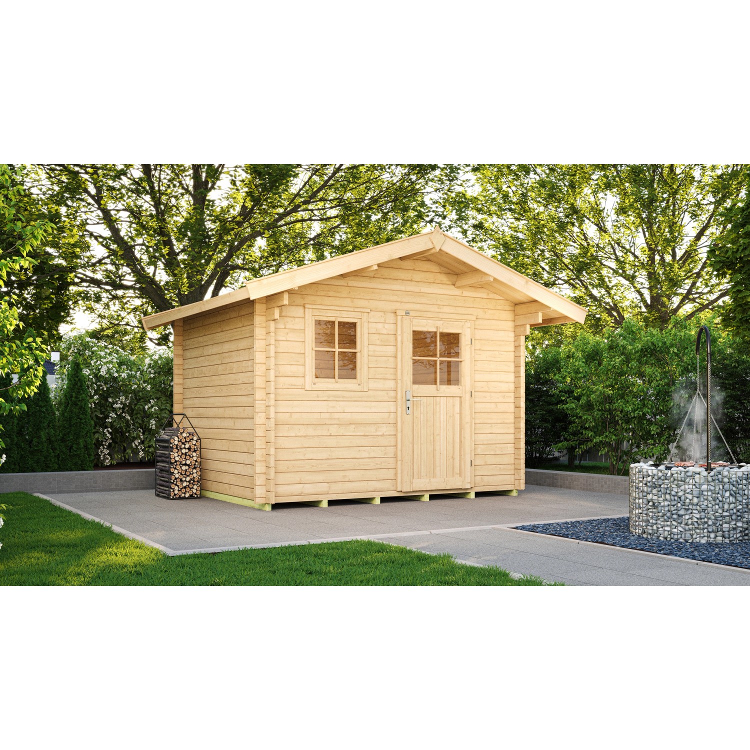 Weka Holz-Gartenhaus Brescia Satteldach Unbehandelt 300 cm x 370 cm günstig online kaufen