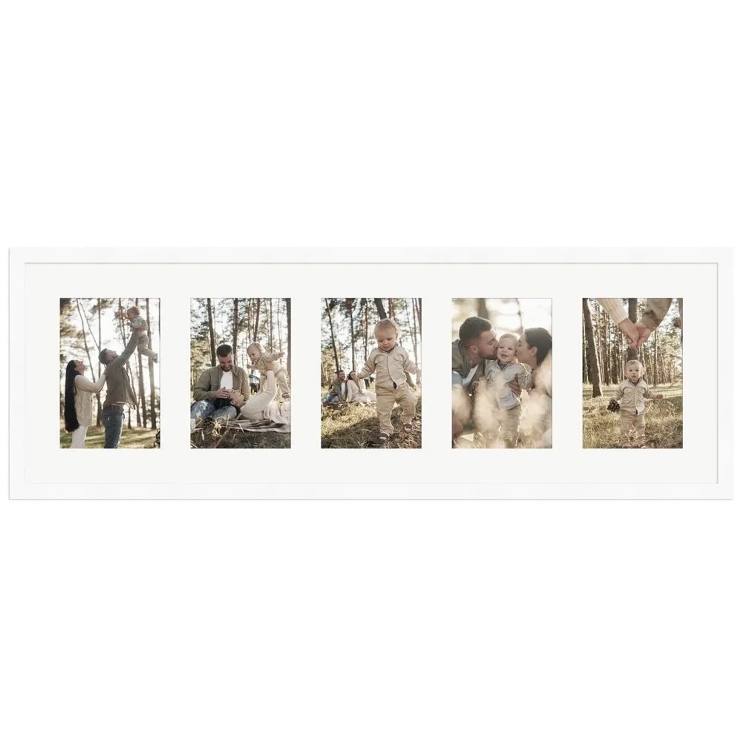 WANDStyle Galerierahmen G950 in Weiß Gemasert 23 x 70 cm für 5 Bilder im Format 10 x 15 cm