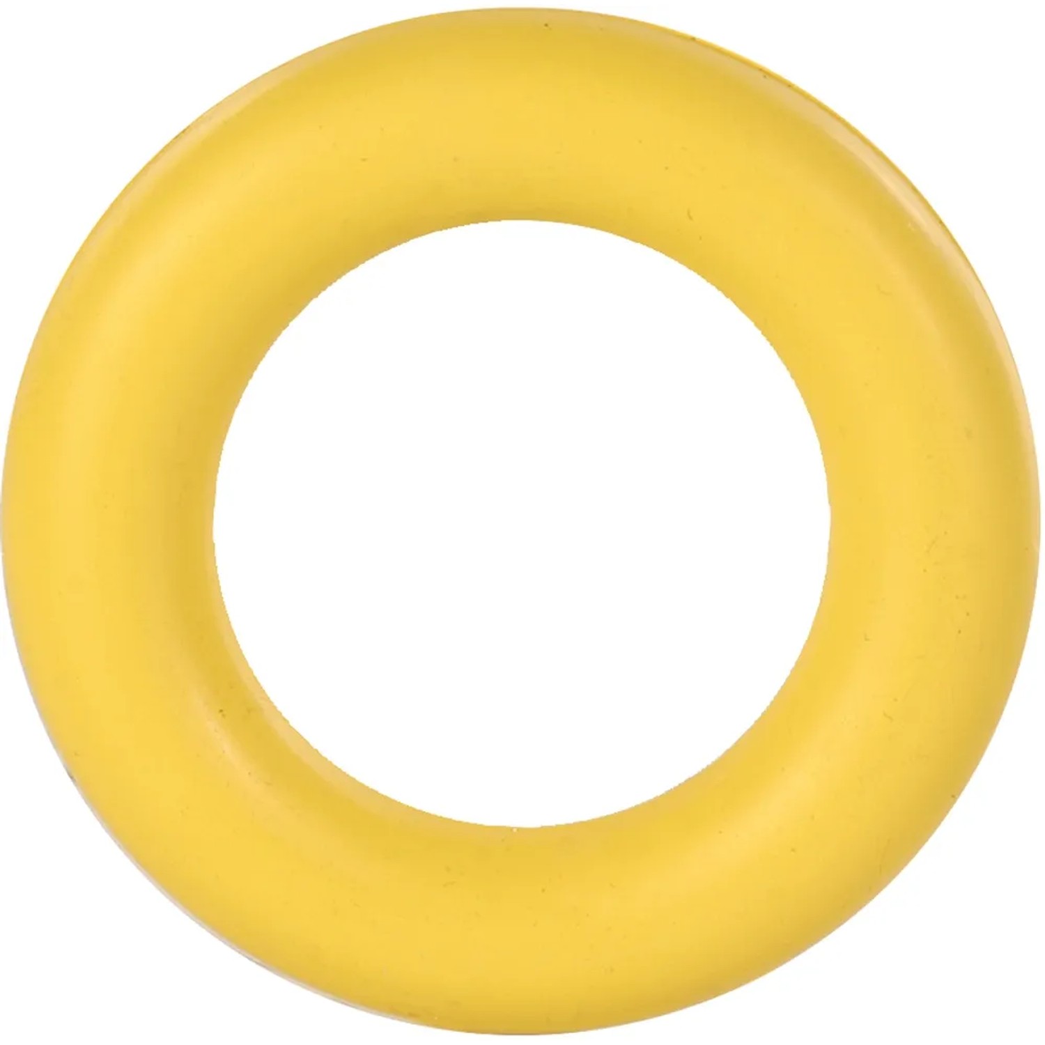 Gelber Jollypaw Ring aus Naturgummi, ein Kauspielzeug für Hunde.