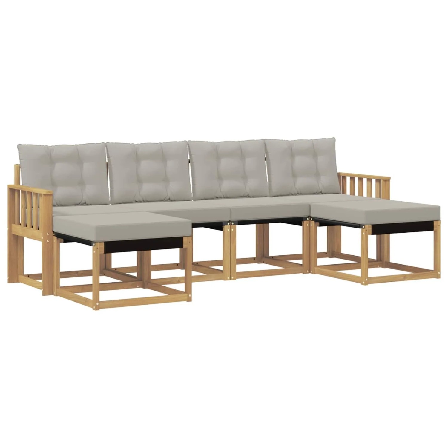vidaXL Outdoor-Sofagarnitur mit Kissen 6-Tlg Weiß und Hellgrau 3389737