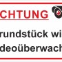 Warnschild: Achtung, Grundstück wird videoüberwacht. Videoüberwachungsschild, 25x15cm.