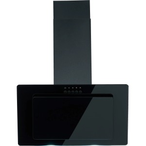 Schwarze PKM Dunstabzugshaube S22-60 BBPY mit Glasfront und LED-Beleuchtung.