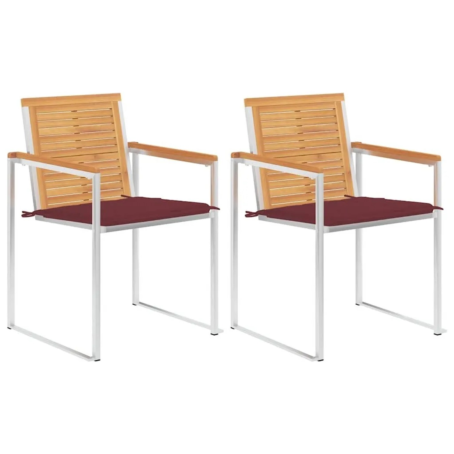 vidaXL Gartenstühle mit Kissen 2 Stk Massivholz Teak und Stahl 3061524