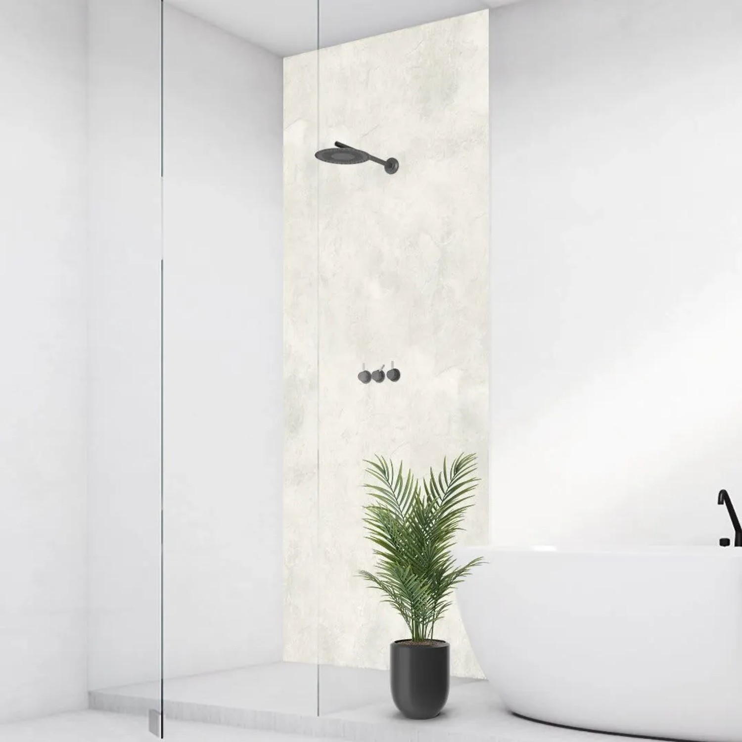 Walllux Duschrückwand Schiefer Deep Ivory, 100x255 cm, im Badezimmer