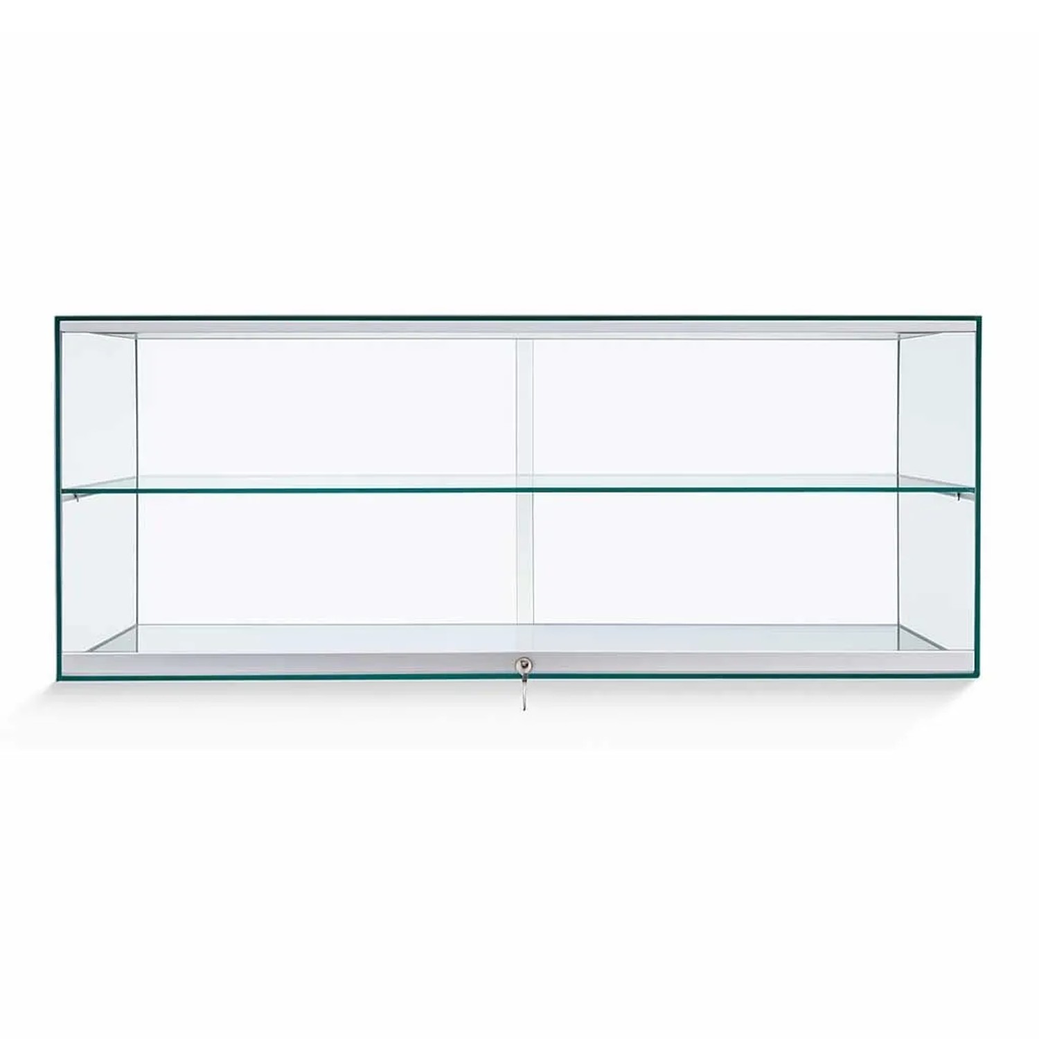 K-Möbel handgefertigte Kunstvitrine Glas 125x47x36 cm Made in Germany mit Schiebetür, Schloss & Glasboden