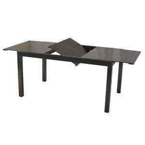 Merxx Gartentisch, rechteckig, ausziehbar, Aluminiumgestell, Tischplatte teilweise ausgezogen.