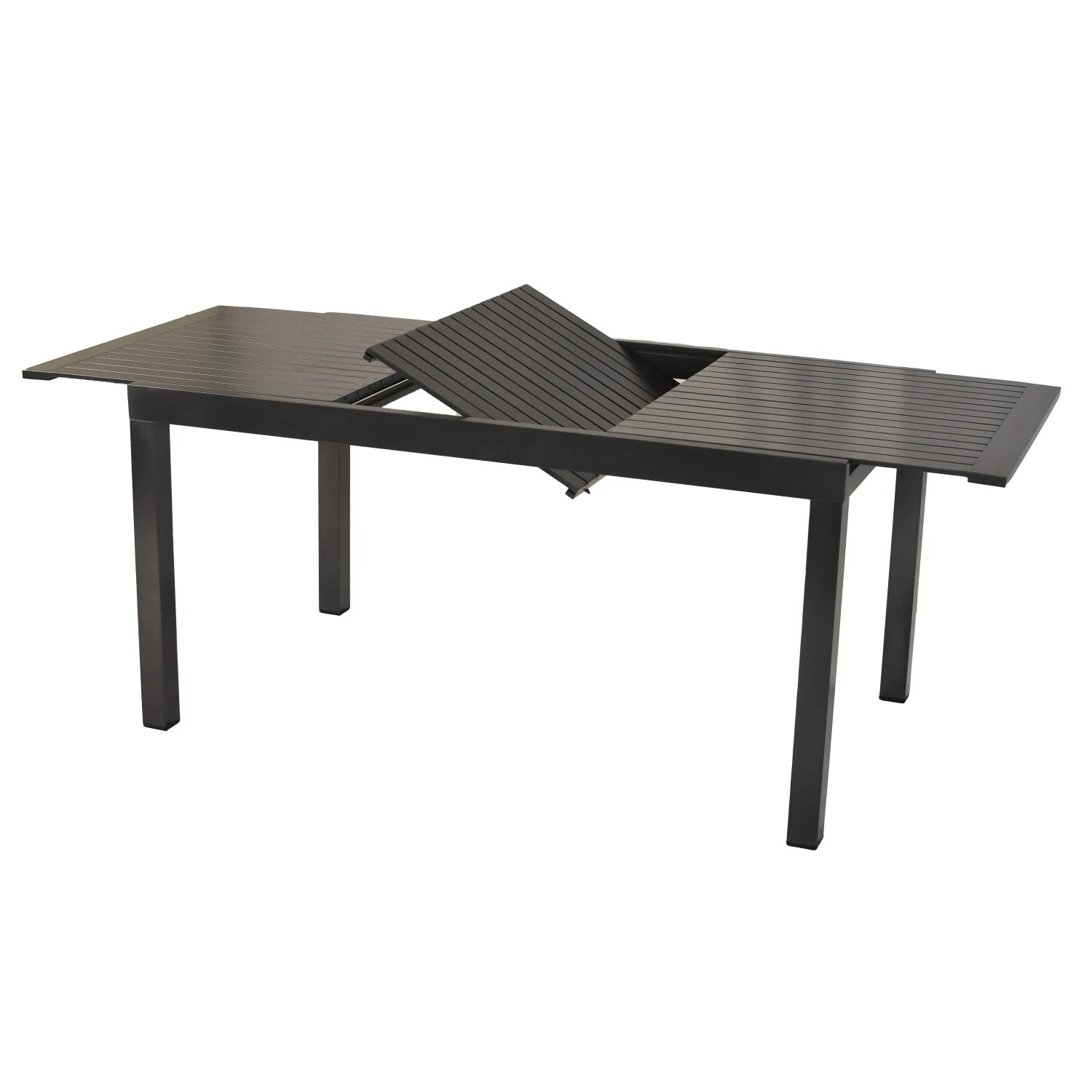 Merxx Gartentisch, rechteckig, ausziehbar, Aluminiumgestell, Tischplatte teilweise ausgezogen.
