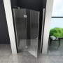Glasdeals Nischentür ENTRARO 145x195 cm, rahmenlose Duschtür aus Klarglas mit Chrombeschlägen.