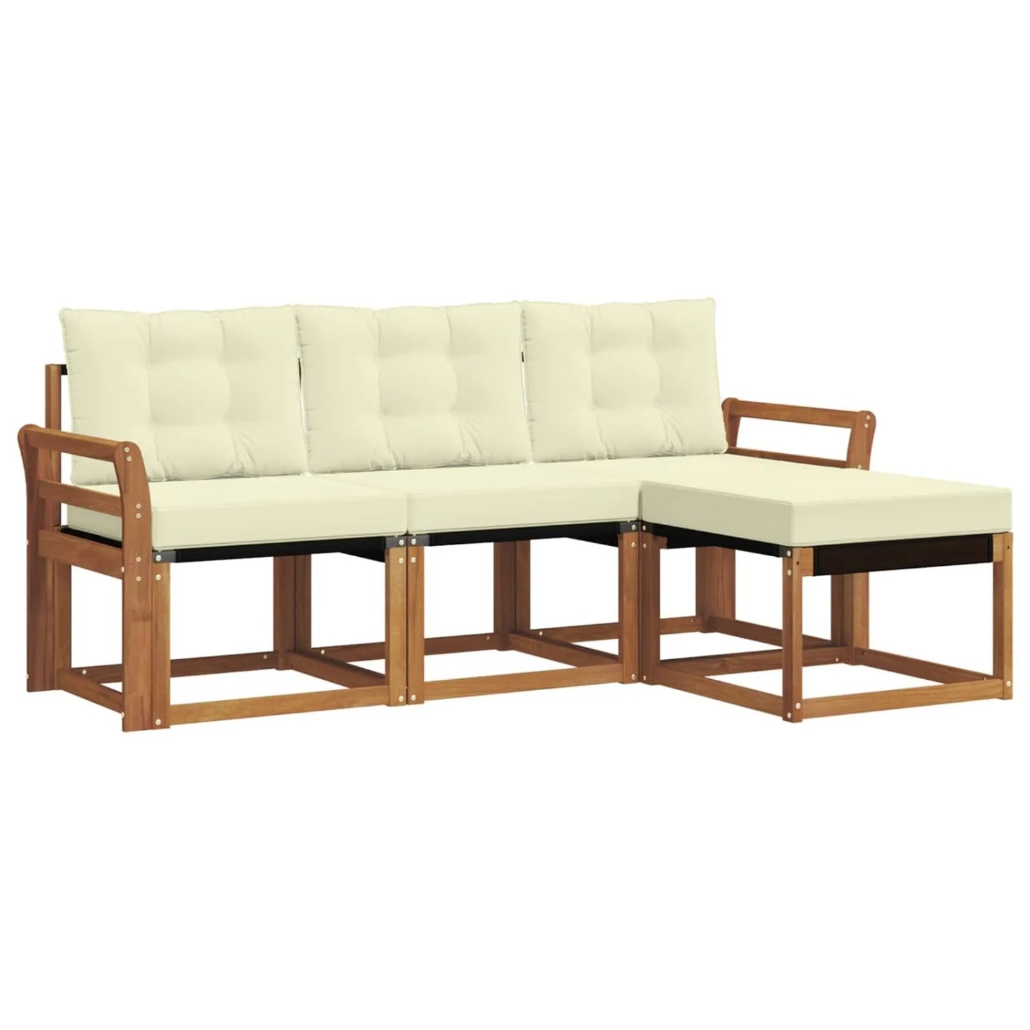 vidaXL Outdoor-Sofagarnitur mit Kissen 4-Tlg Natur und Creme 3368545
