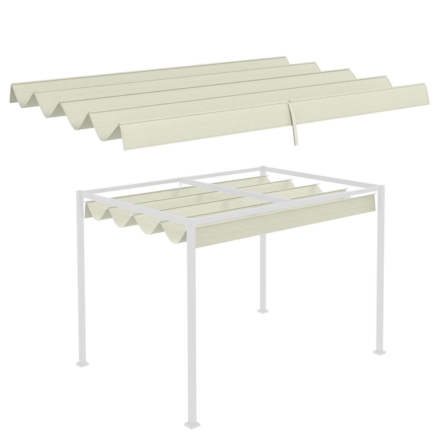 Outsunny Ersatz-Vordach Polyester Cremeweiß 286L x 245B x 23H cm