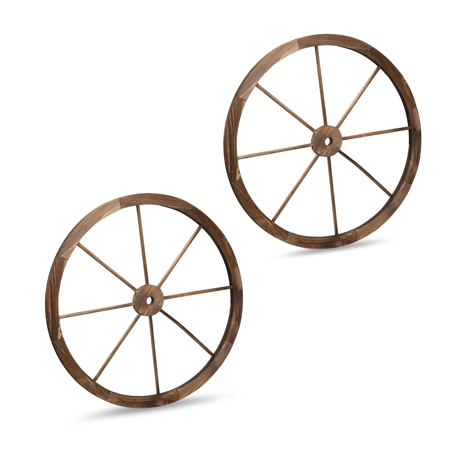 Relaxdays Wagenrad Tannenholz Braun 2er Set 75 cm x 3 cm 1,1 kg