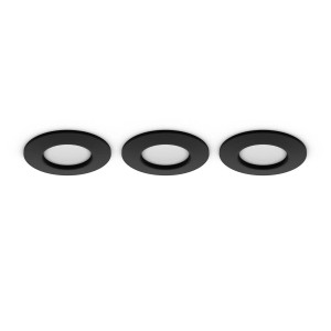 3er-Pack Philips Hue Einbauspots Slim, schwarz, mit Farbwechsel und Weißtönen.
