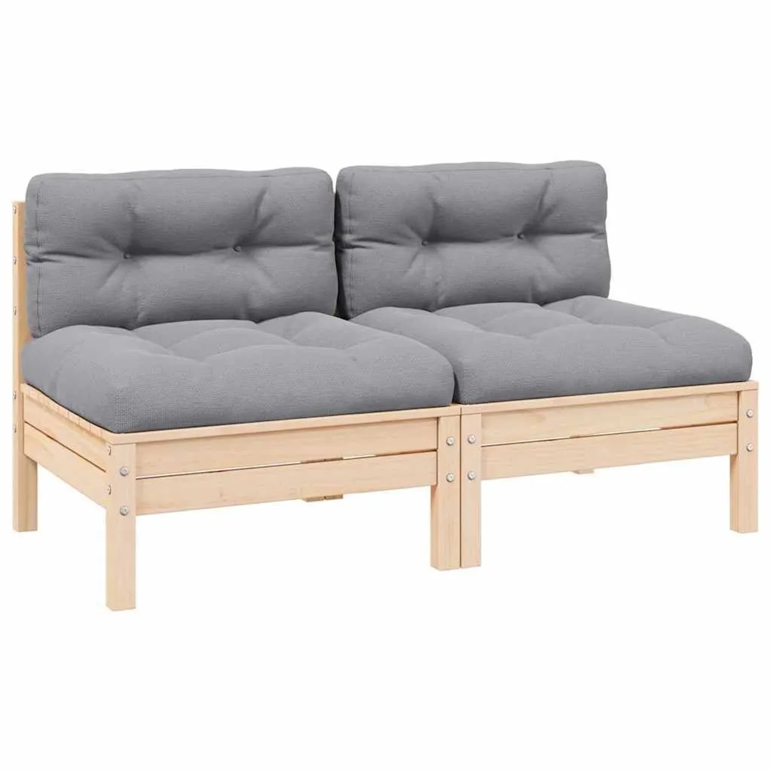 vidaXL 2-Sitzer-Gartensofa mit Grauen Kissen Massivholz Kiefer 806651