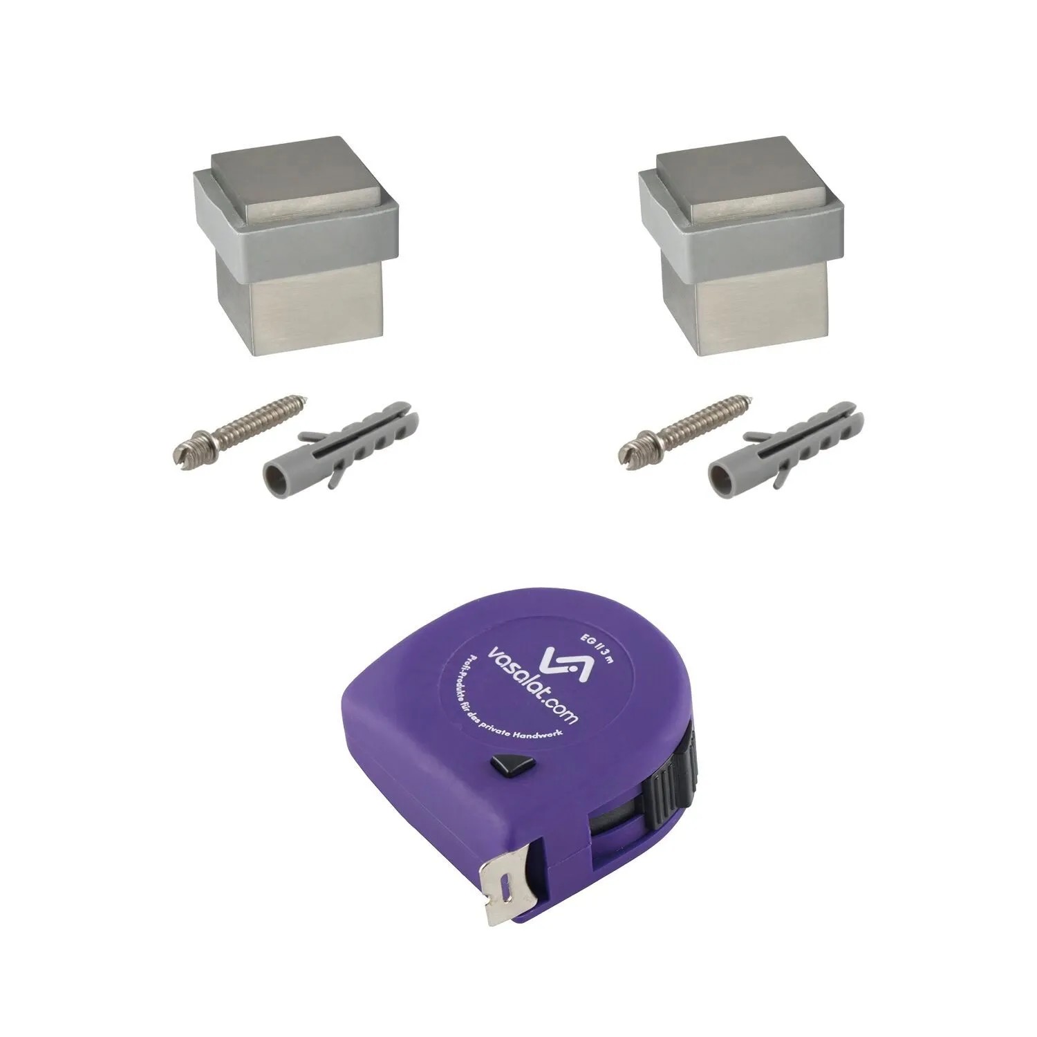 vasalat Set Türstopper Boden zum Schrauben 25x25 mm H 30 mm Eckig Edelstahl