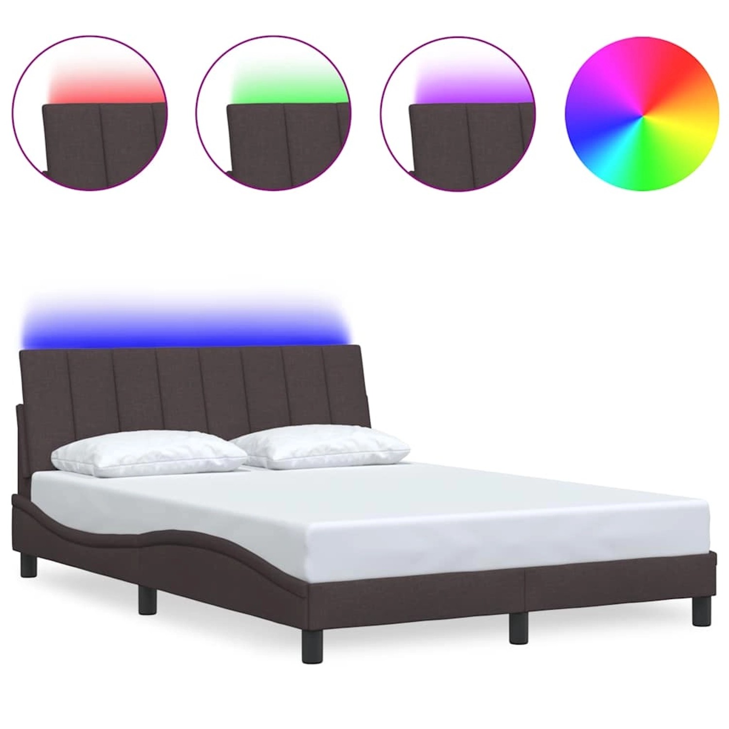 vidaXL Bettgestell ohne Matratze Hanko Dunkelbraun 140x200 cm Stoff 3310464 günstig online kaufen