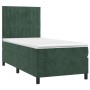 Dunkelgrünes Samt Boxspringbett 90x200 cm mit Matratze und Kopfteil.