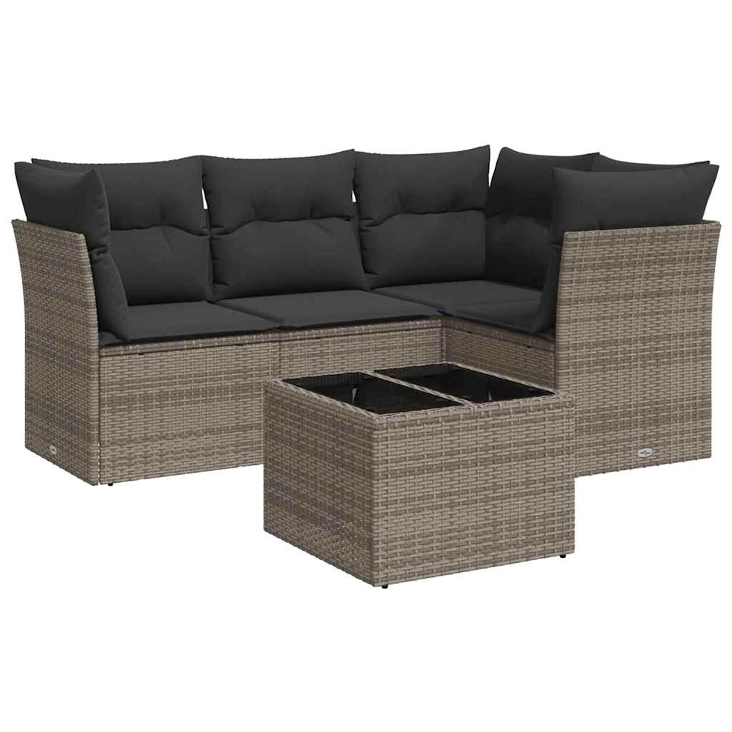 vidaXL 5-Tlg Garten-Sofagarnitur mit Kissen Grau Poly Rattan 3217590 günstig online kaufen