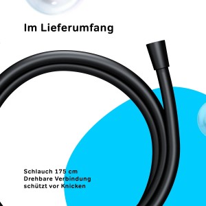 Schwarzer Duschschlauch (175 cm) mit drehbarer Verbindung aus dem AM.PM Hit Brauseset.