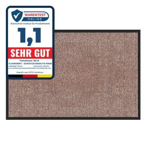 Hellbeige Schmutzfangmatte Rhine 90x150 cm mit schwarzem Rand, geprüft mit "Sehr Gut"