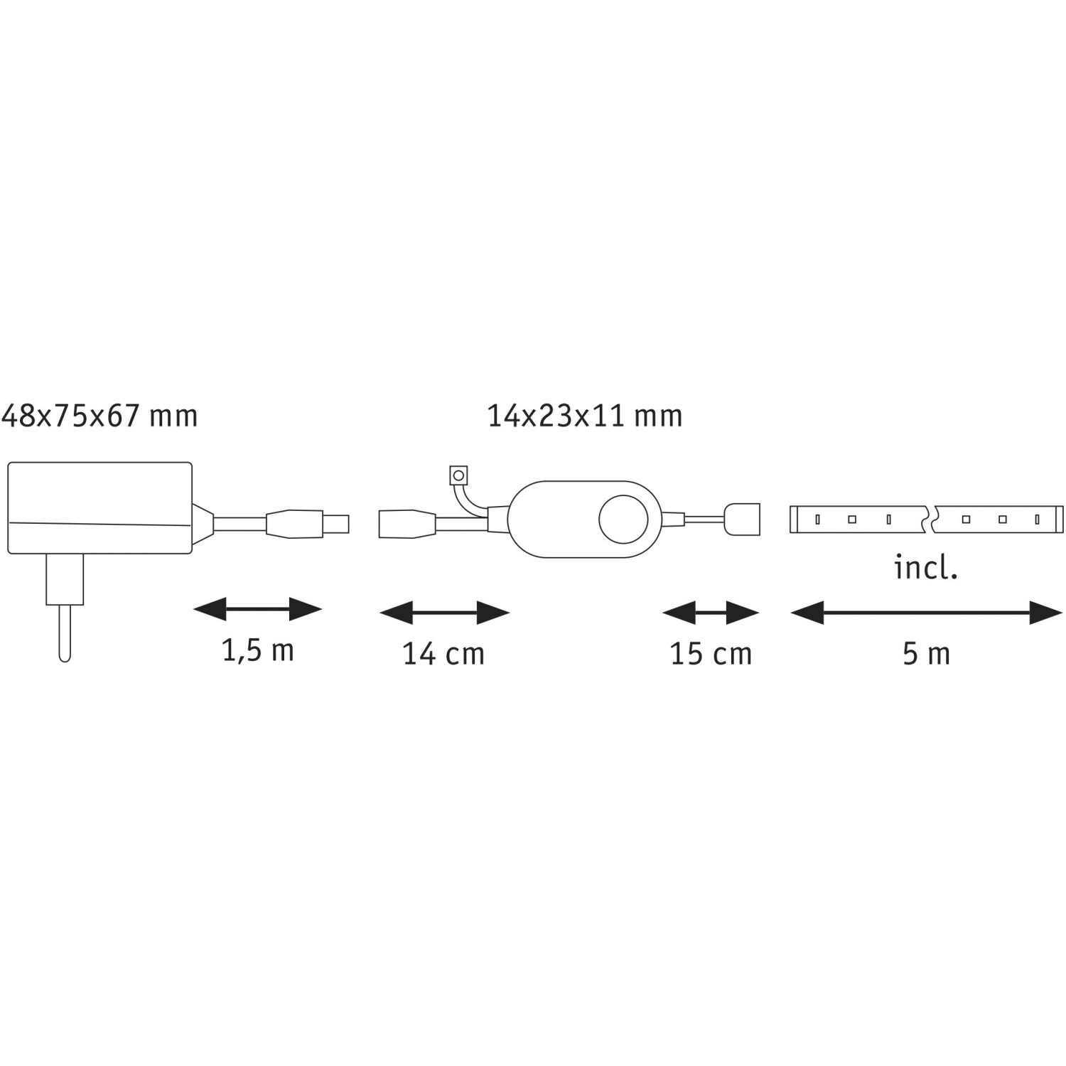 Paulmann SimpLED RGBW LED-Streifen Komplettset 5m mit Netzteil und Steuerung.
