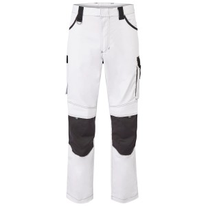 Hans Schäfer Workwear Bundhose Argos, Gr. 48, weiß-schwarz. Arbeitskleidung mit Knieverstärkung.