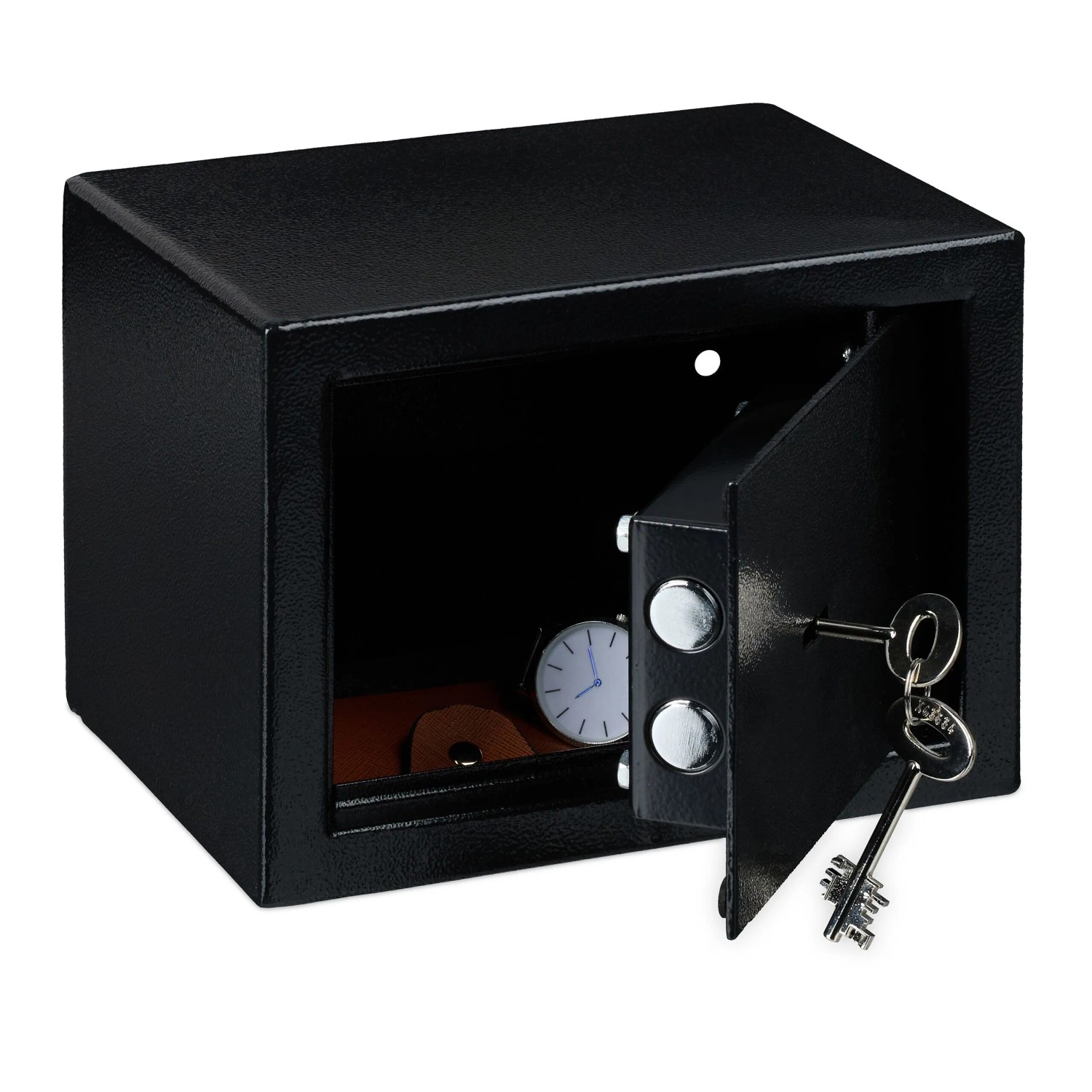 Relaxdays Wandtresor Stahl Schwarz Abschließbar 17 cm x 23 cm x 17 cm 3,7 kg