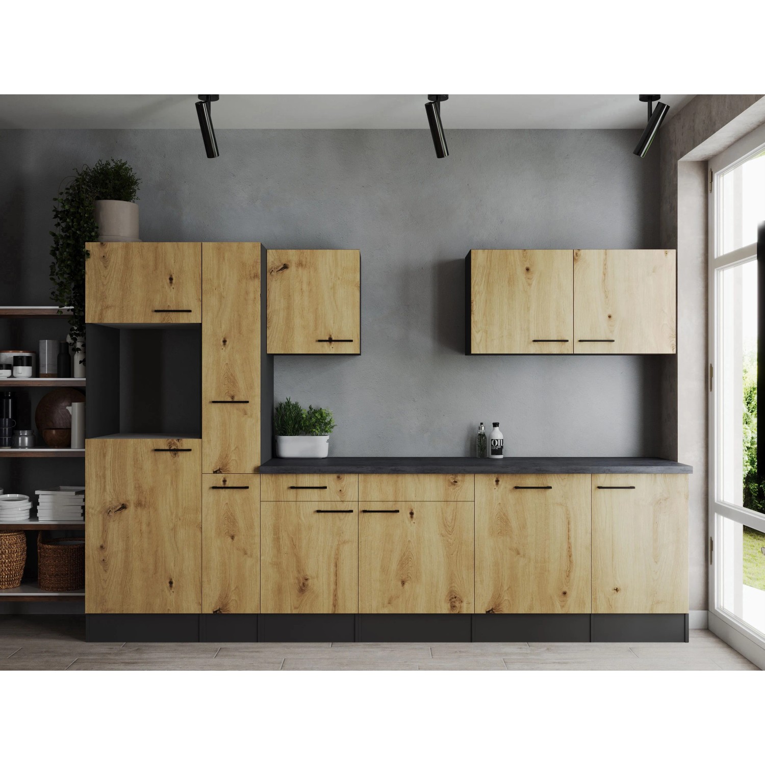 Respekta Küchenzeile Oliver 310 cm Artisan Eiche ohne E-Geräte