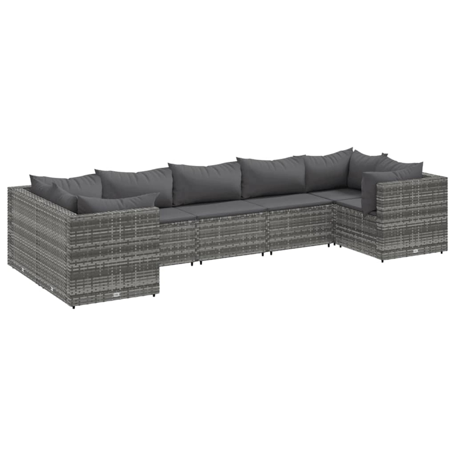 vidaXL 7-tlg Garten-Lounge-Set mit Kissen Grau Poly Rattan Modell 82 günstig online kaufen